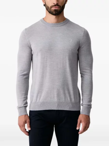 Pulover Trussardi cu broderie cu decolteu rotund gri