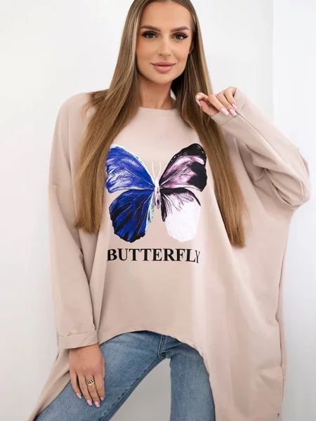 Bluza Kesi z nadrukiem beżowa