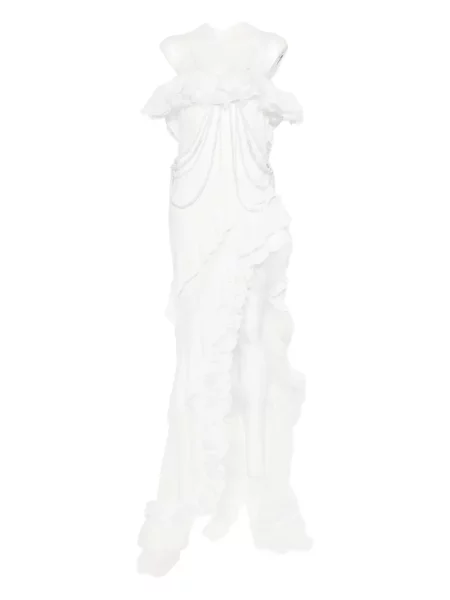 Sukienka Rahil Hesan z perełkami biała