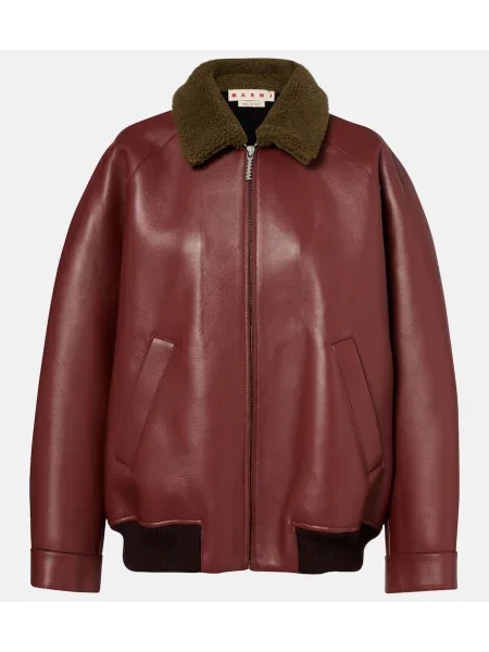 Geanta de piele Marni bordo