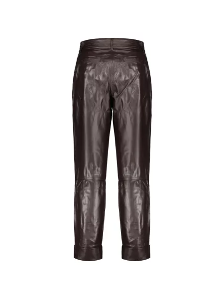 Pantaloni Moorer din piele maro