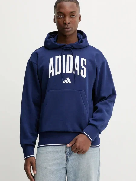 Pulover adidas Collegiate mornarsko s kapuco modra