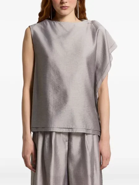 Top Peserico fără mâneci cu volane gri