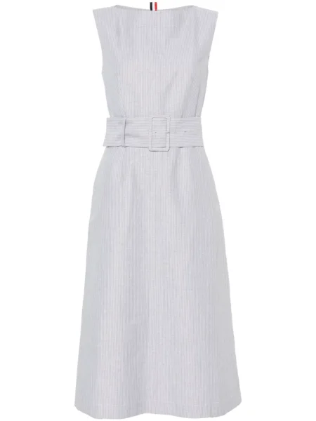 Rochie midi Thom Browne cu dungi până la genunchi de costum gri