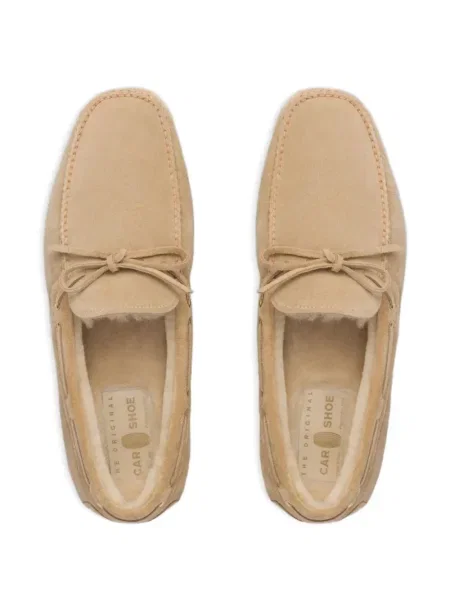 Pantofi loafer Car Shoe cu funde din piele de căprioară maro
