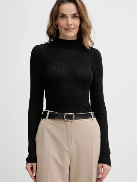 BOSS Orange pulover din amestec de lână light cu turtleneck negru