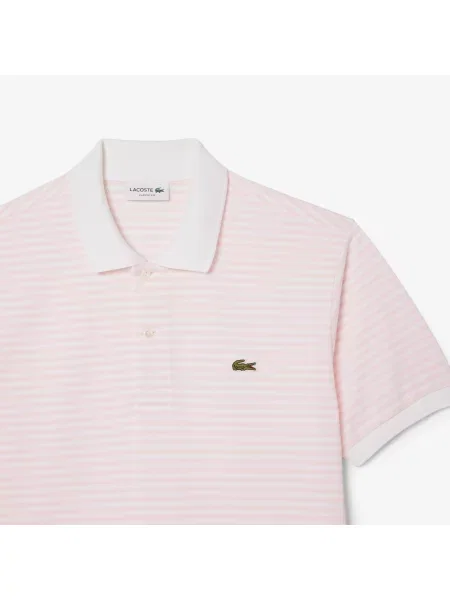 Lacoste Koszulka Polo W Paski Classic Fit różowa