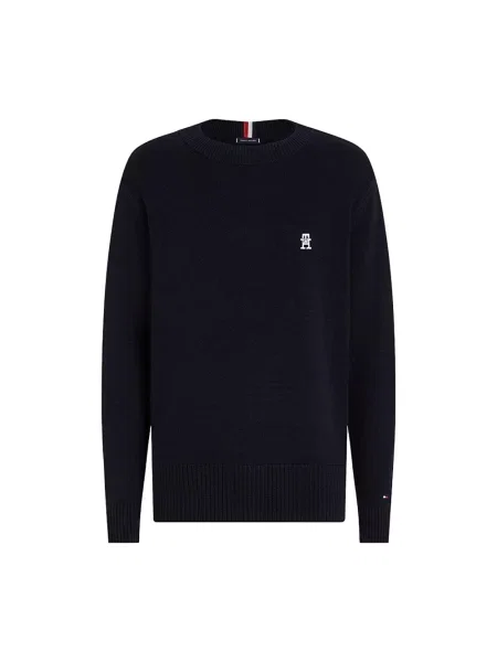 Sweter Tommy Hilfiger z okrągłym dekoltem niebieski