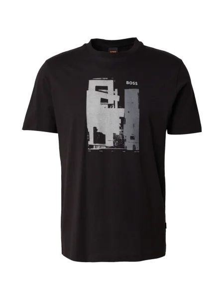 BOSS Tricou Te_Imprint gri / gri închis negru