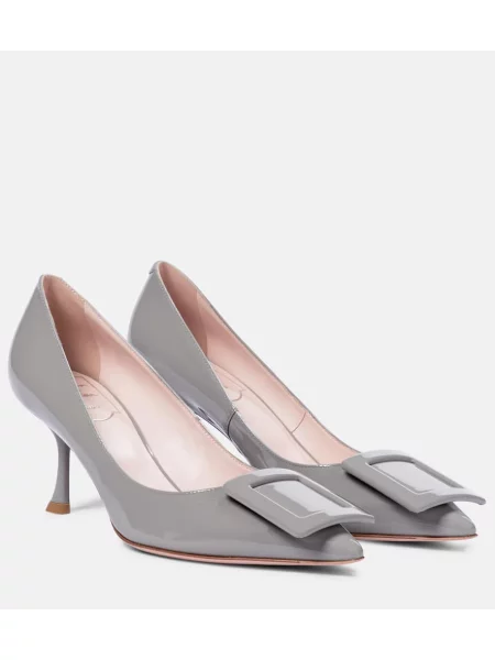 Usnjene lakirane salonarji Roger Vivier siva