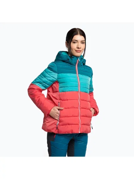 Дамско ски яке CMP зелено/оранжево зелено