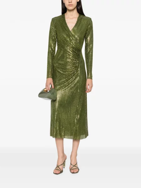 Rochie midi Self-portrait cu volane verde