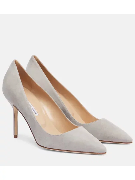 Pantofi cu toc Manolo Blahnik din piele de căprioară gri