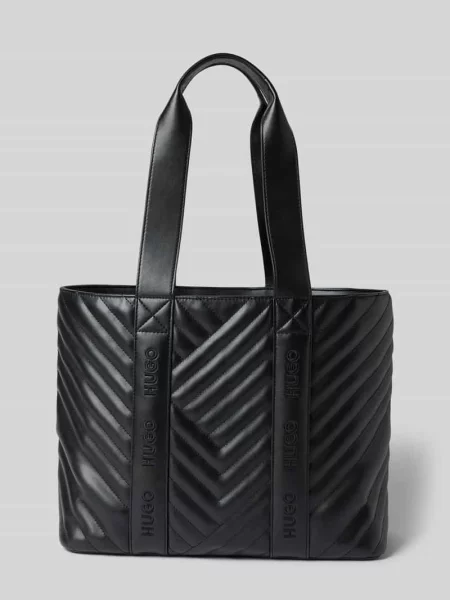Torba shopper z imitacji skóry model ‘BECKY QL_TOTE SM’ Hugo czarna