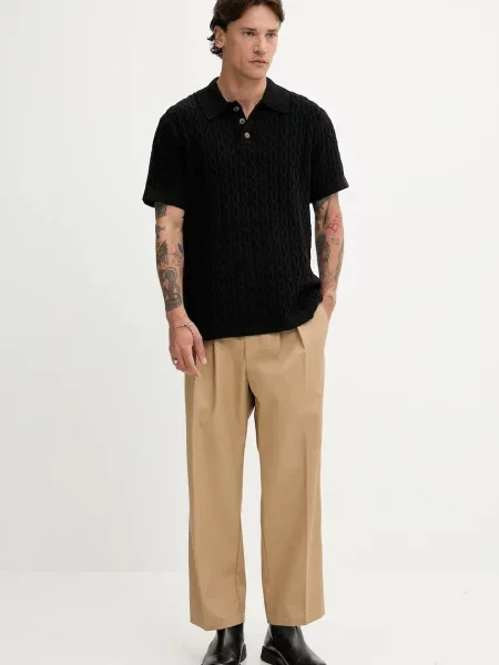 Fiorucci Штани Fiorucci Beige Logo Embroidered Chino Trousers бежеві