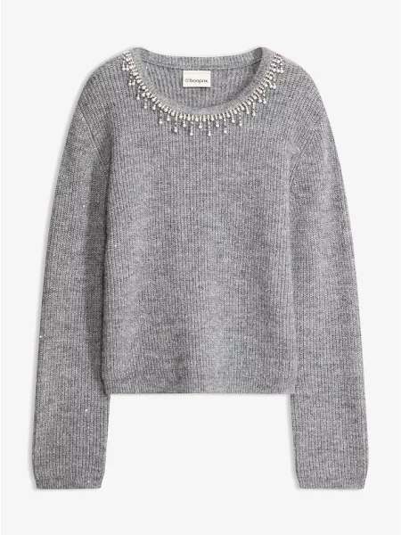 Sweter z aplikacją szary