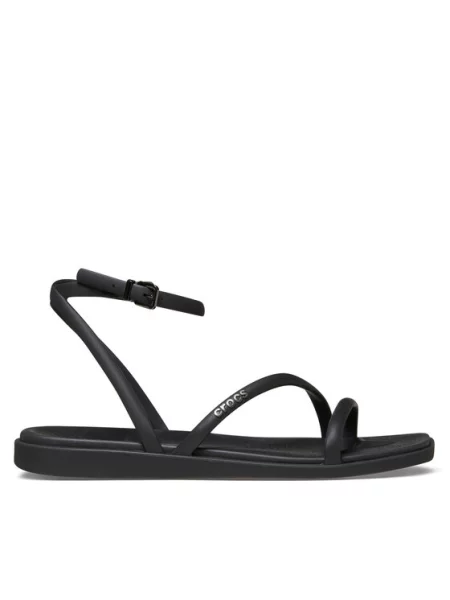 Укороченные босоножки Crocs с ремешком на щиколотке с ремешками черные