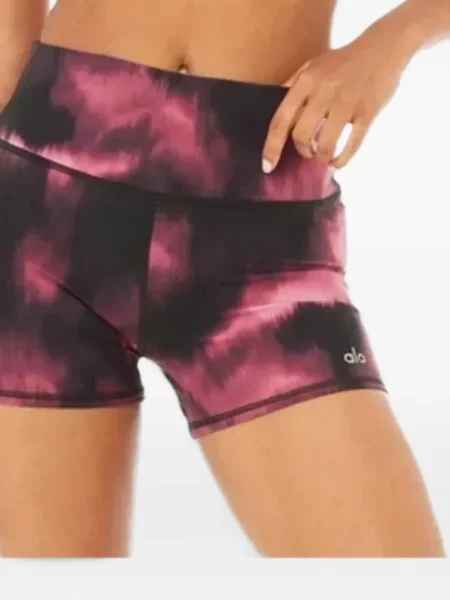 Йога шорти Alo Yoga с tie-dye ефект връзки черно