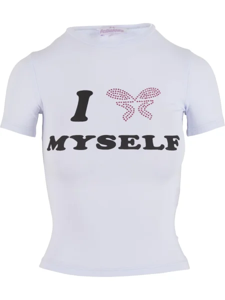 Felicious Tricou Love Yourself roz eozină / negru / murdar alb
