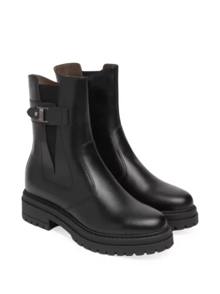 Botine Nero Giardini cu cataramă chunky cu bretele negru