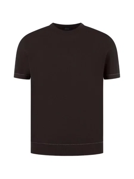 Tricou Brioni tricotate cu decolteu rotund maro