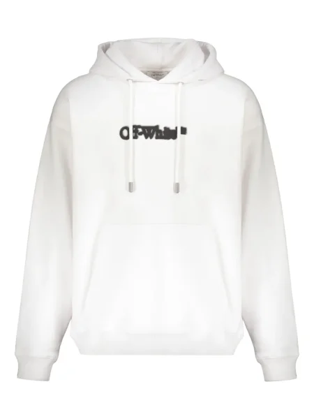 Hanorac cu glugă Off-white cu imagine alb