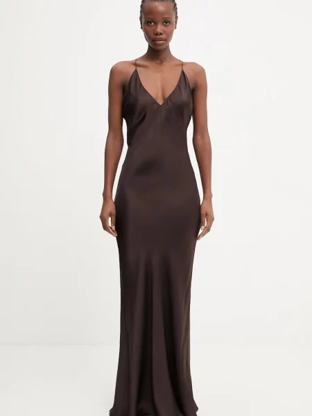 Anine Bing Laurel sukienka gładka z jedwabiem