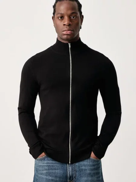 Lindbergh cardigan pentru bărbați cu vâscoză negru