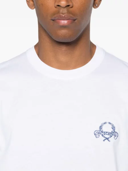 Tricou Moschino cu broderie alb