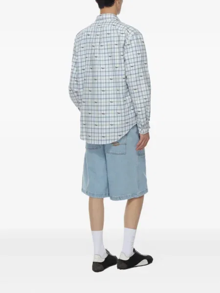 Cămașă Maison Kitsune în carouri cu imagine lungă albastru
