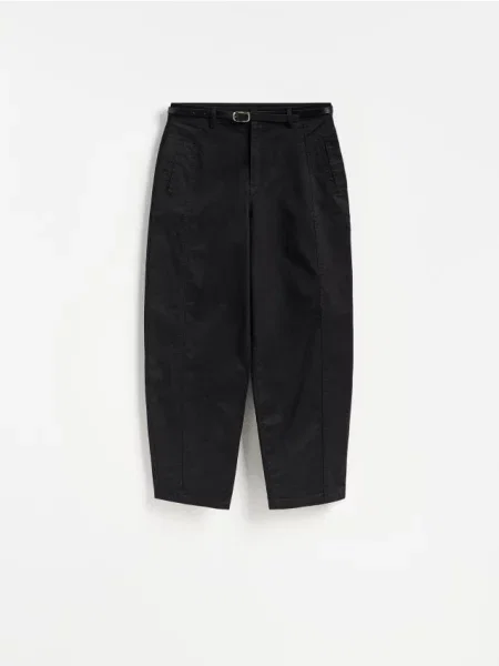 Reserved Pantaloni barrel cu curea negru