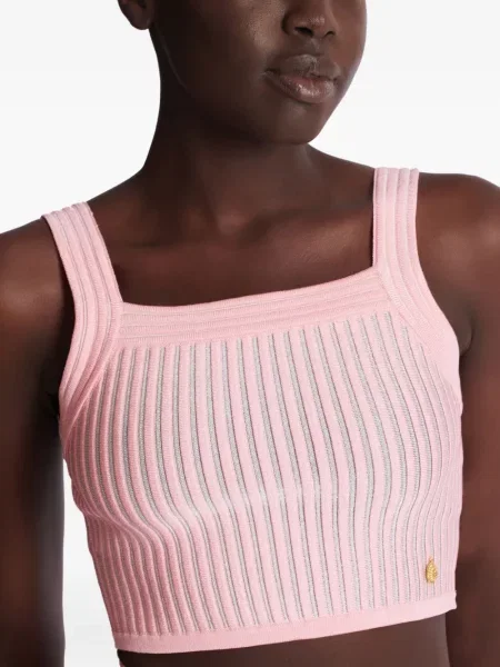 Top Balmain cu nervuri roz