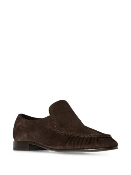 Pantofi loafer The Row din piele de căprioară maro