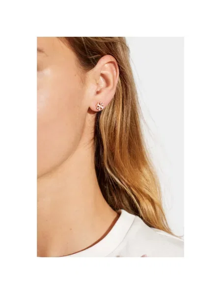 Tory Burch kolczyki ze stali nierdzewnej emalia Icon różowe