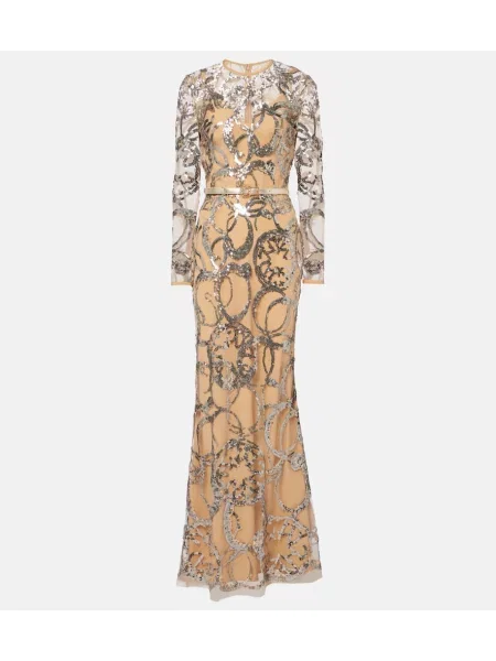 Rochie Elie Saab transparente din tul argintiu