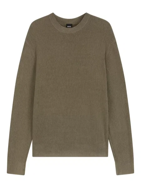 Пуловер Boss с кръгло деколте кафяво