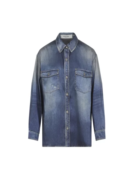 Bluzka Golden Goose z nadrukiem niebieska