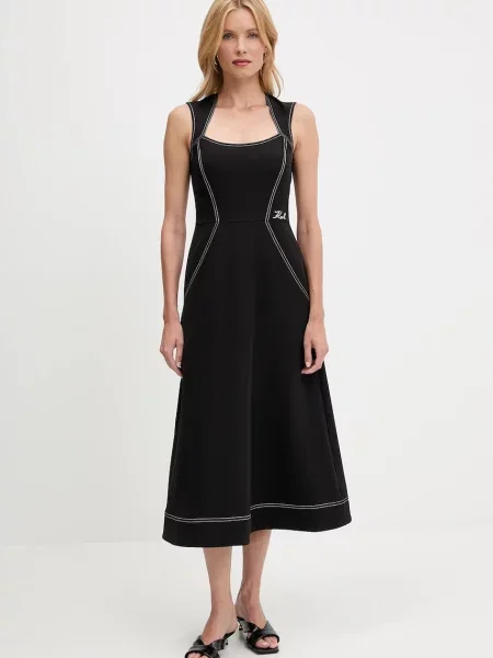 Karl Lagerfeld rochie midi drept negru