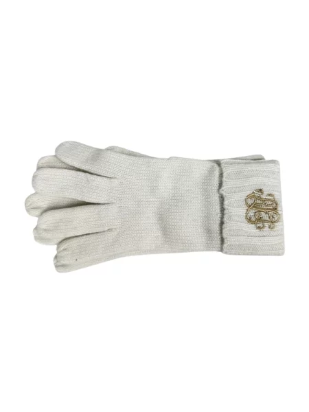 Dzianinowe rękawiczki Ralph Lauren z logo beżowe