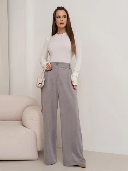 ISSA Plus Штани палаццо Замша сірий