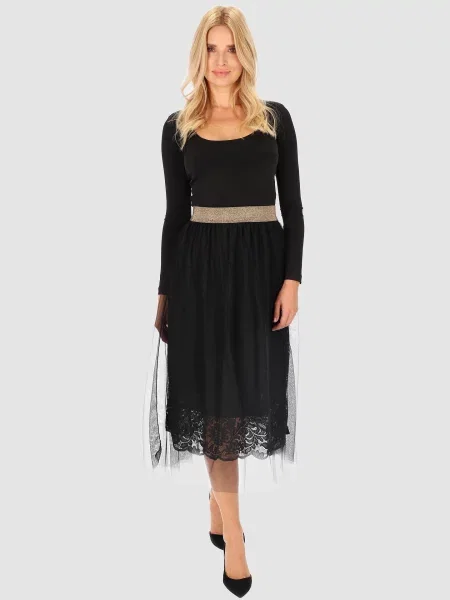 Fustă midi Perso din dantelă negru