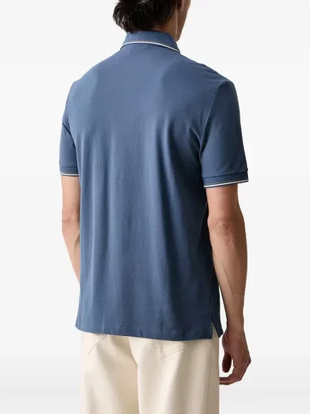 Tricou polo Armani Exchange cu autograf albastru