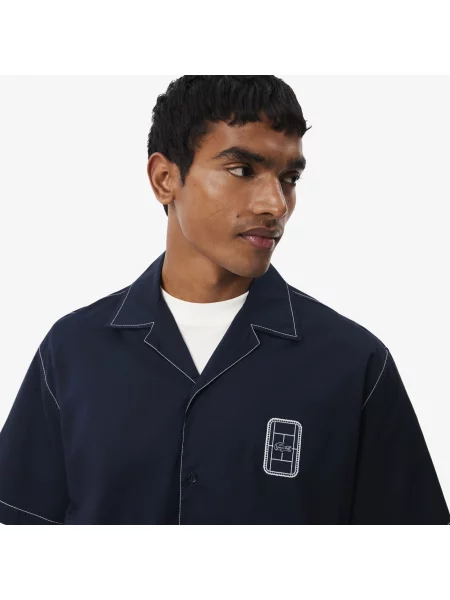 Lacoste Koszula Z Krótkim Rękawem Relaxed Fit granatowa