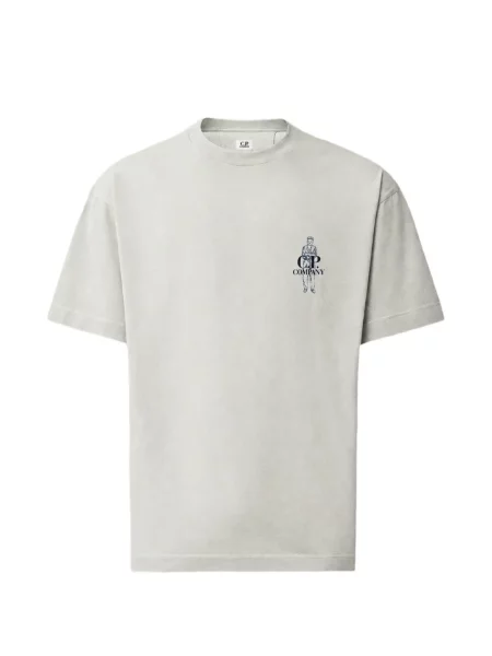 Tricou C.p. Company cu mâneci scurte din jerseu cu autograf gri