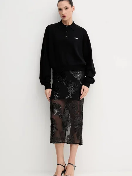 Rotate pulover din amestec de lână light negru