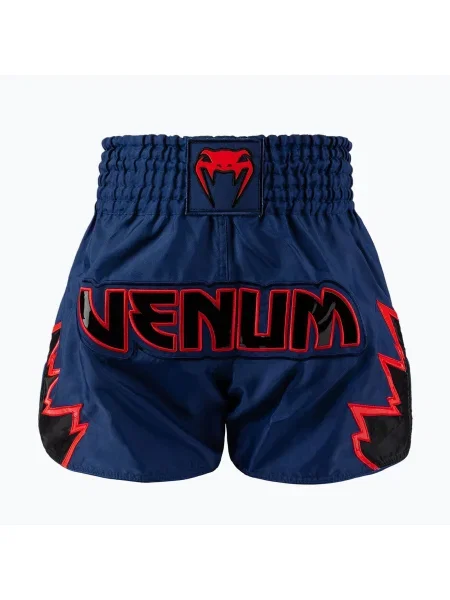 Pantaloni scurți de antrenament pentru bărbați Venum Inferno Muay Thai albastru regal/roșu/negru negru