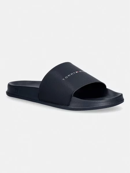 Klapki basenowe z nadruk z logo Tommy Hilfiger niebieskie