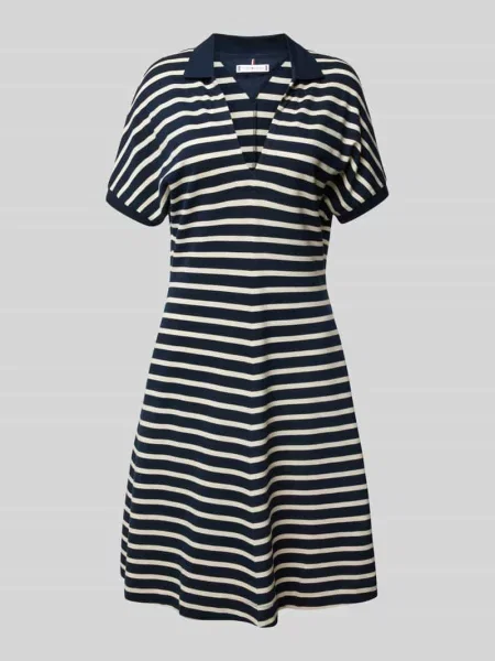 Sukienka polo mini o taliowanym kroju z mieszanki lyocellu Tommy Hilfiger granatowa