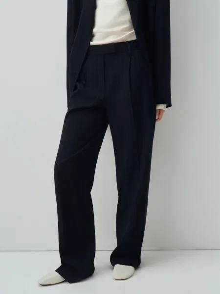 Классические брюки Mango из модала синие