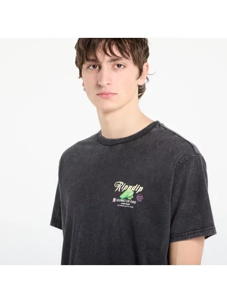 Tričko RIPNDIP Gourmet Cat Food Tee Black Vintage Wash S černé